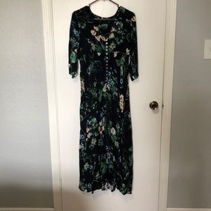 Bohemian button down maxi dress with waist tie